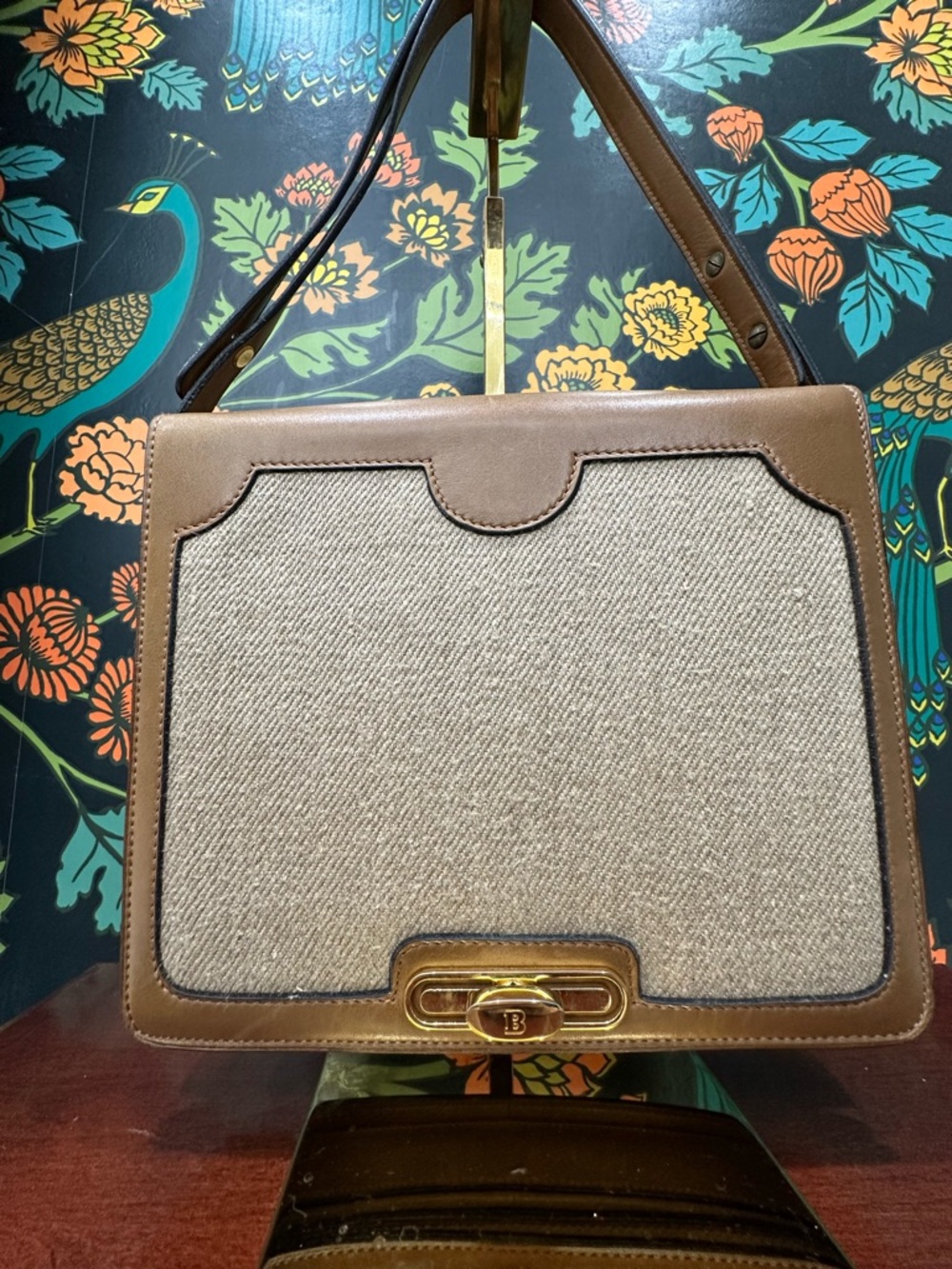 Vintage Bally International Canvas Leather Shoulder Bag 70s 80s w/ Box Dust Bag - Picture 6 of 14